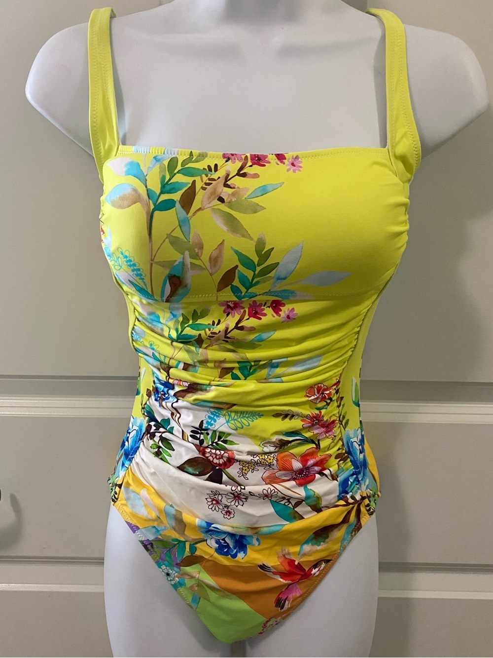 Johnny Was Yellow Floral One-Piece Swimsuit